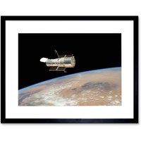 Artery8 Wall Art Print Hubble Space Astronomy The Hubble's Final Release Over Earth By Space Shuttle Atlantis Crew In 2009 Servicing Mission 4