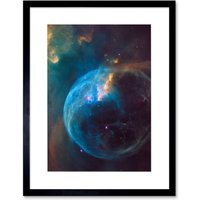 Artery8 Wall Art Print Hubble Space Astronomy Bubble Nebula NGC 7635 Spherical Blue Stellar Gas Wind Around O Star By Finger Pillars Of Dust Artwork