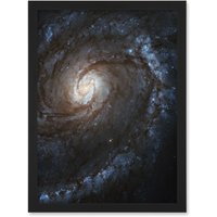 Artery8 Hubble Space Telescope Image M100 WFC3 Spiral Galaxy w/ Two Blue Starbirthing Lanes Of Dust Clouds & Gas Art Print Framed Poster Wall Decor