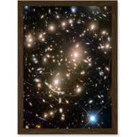 Artery8 NASA Hubble Telescope Asteroids Field Abell 370 Galaxy Asteroid Trails Framed Art Print in Brown | Size: W12" x H16"
