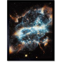 Artery8 Hubble Space Telescope Image Planetary Nebula NGC 5189 Glowing Blue Gas Clouds & Gold Cometary Knots Around Dying Star Art Print Framed