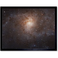 Artery8 Hubble Space Telescope Image Triangulum Spiral Galaxy M33 Crop Blue Orange Star Birthing Region Art Print Framed Poster Wall Decor | Size: A4