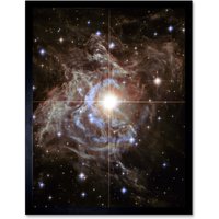 Artery8 Hubble Space Telescope Image Cepheid Variable Super Star RS Puppis Light Echo Phenomenon Bright Flashes In Nebula Art Print Framed Poster