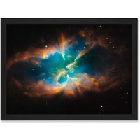 Artery8 Hubble Space Telescope Image Planetary Nebula NGC 2818 Red Green Blue Gas Cloud Glowing Outer Layers Open Star Cluster Art Print Framed