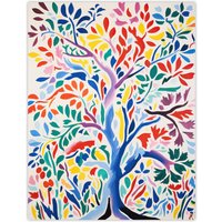 Artery8 Wall Art Print Henri Matisse Style Tree Multi Coloured Forest Nature Poster | Size: W18" x H24"
