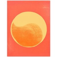 Artery8 Wall Art Print Pumpkin Orange Mango Duotone Yin Yang Abstract Sun Minimalist Poster | Size: W18" x H24"
