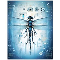 Artery8 Dragonfly Nanobot Robot Hybrid Secret Military Schematic Blueprint Futuristic Complex Arcane Manuscript Gift For Him Man Cave Unframed Wall