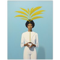 Artery8 Presenting The Kentia Palm Simple Minimalist White On Blue Artwork Painting Unframed Wall Art Print Poster Home Decor Premium