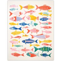 Artery8 Multicoloured Fish Screen Print By Sofia Francis Kitchen Food Risograph Unframed Wall Art Print Poster Home Decor Premium | Size: W18" x H24"