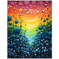Artery8 Wall Art Print Rainbow Bubbles Abstract Colourful Painting Artwork Bold Vibrant Poster | Size: W24" x H32"
