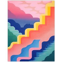 Artery8 Wall Art Print Stairway To Heaven Colourful Abstract Risograph Screen Poster | Size: W24" x H32"
