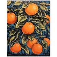 Artery8 Orange Grove On Teal Kitchen Artwork Interior Decor Painting Unframed Wall Art Print Poster Home Decor Premium | Size: W24" x H32"
