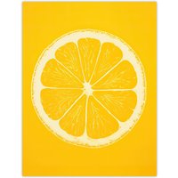 Artery8 Wall Art Print Lemon On Citron On Yellow Monotone Minimalist Kitchen Interior Decor Poster | Size: W24" x H32"