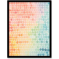Artery8 Sunset On Sea Gradient Pastel Abstract Artwork Geometric Minimalist Art Print Framed Poster Wall Decor in Black | Size: A4