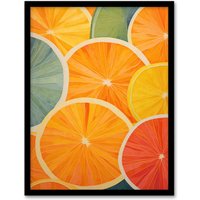 Artery8 Wall Art Print Citrus Bold Vibrant Rich Lemon Lime Orange Fruit Screen Risograph Artwork Spot Block Colour Retro Riso Kitchen Interior Design