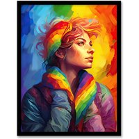 Artery8 Pride In Pride LGBTQIA Rainbow Inclusive Contemporary Artwork Art Print Framed Poster Wall Decor in Black | Size: W12" x H16"