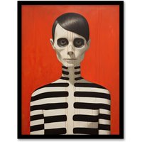 Artery8 Emo Phase By Ryan Ramirez Black On Orange Coral Skeleton Bold Vibrant Halloween Artwork Painting Art Print Framed Poster Wall Decor