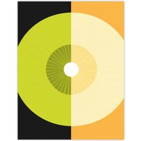 Artery8 Wall Art Print Abstract Kiwi & Orange Kitchen Artwork Black Green Orange Painting Poster | Size: W12" x H16"