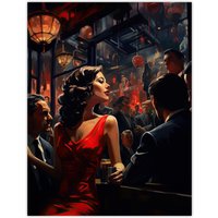 Artery8 Wall Art Print The In The Red Dress Film Noir Jazz Bar Nightclub Vintage Poster | Size: W12" x H16"