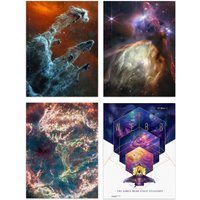 Artery8 Pack of 4 NASA James Webb Space Telescope Pillars of Creation Rho Ophiuchi Cloud Complex Cassiopeia A Images Unframed Wall Art Living Room