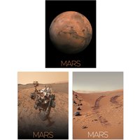 Artery8 Wall Art Print Pack of 3 NASA Our Solar System Planet Mars Images Curiosity Rover Red Planet Surface Exploration Large Poster Set