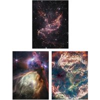 Artery8 Wall Art Print Pack of 3 NASA James Webb Images Rho Ophiuchi Cassiopeia A SMC Galaxy Star Formation Large Poster Set