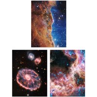 Artery8 Wall Art Print Pack of 3 NASA James Webb Images Cosmic Cliffs Carina Nebula Cartwheel Galaxy Cosmic Tarantula Large Poster Set