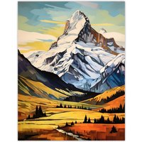 Artery8 Swiss Alps Switzerland Oil Painting Snow Capped Peaks Over Idyllic Alpine Meadow Large Wall Unframed Art Poster Print Thick Paper 18X24 Inch