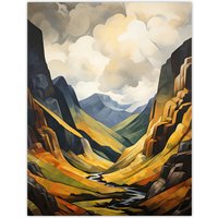 Artery8 Glencoe Gorge Sunlight Breaking Through Clouds Oil Painting National Park Reserve Large Wall Unframed Art Poster Print Thick Paper 18X24 Inch