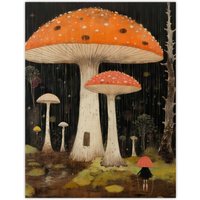 Artery8 Beneath The Mushroom Canopy Artwork A Whimsical Scene In A Fairy Forest Large Wall Unframed Art Poster Print Thick Paper 18X24 Inch