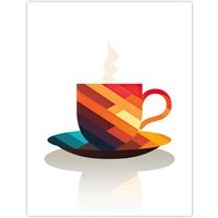 Artery8 Bold Modern Kitchen Art Coffee Cup Geometric 2D Graphic Design Minimalist Large Wall Unframed Art Poster Print Thick Paper 18X24 Inch