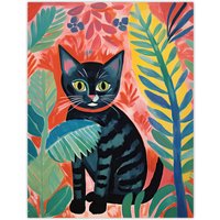 Artery8 Henri Matisse Style Black Cat In The Jungle Acrylic Painting Large Wall Unframed Art Poster Print Thick Paper 18X24 Inch | Size: W18" x H24"