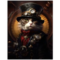 Artery8 Sir Henry Trumpington III Steampunk Sea Cat Captain Fun Artwork Large Wall Unframed Art Poster Print Thick Paper 18X24 Inch