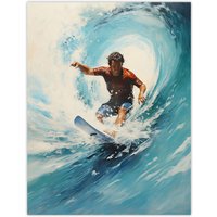 Artery8 The Endless Summer Surfers Crest Of The Wave Artwork Large Wall Unframed Art Poster Print Thick Paper 18X24 Inch | Size: W18" x H24"
