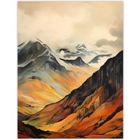 Artery8 Ben Nevis In Glen Scotland Landscape Watercolour Painting Extra Large XL Unframed Wall Art Poster Print | Size: W24" x H32"