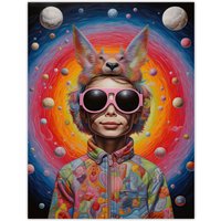 Artery8 Surreal Abstract Portrait Big Bold Bright Fun Portrait Animal Hat Outer Space Quirky Extra Large XL Unframed Wall Art Poster Print