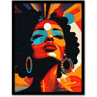Artery8 Wall Art Print Modern African Art Multi-Coloured Bright Bold Abstract Art Framed in Black | Size: W12" x H16"