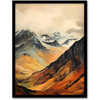Artery8 Ben Nevis In Glen Scotland Landscape Watercolour Painting Art Print Framed Poster Wall Decor in Black | Size: W12" x H16"