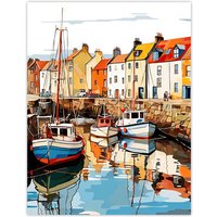 Artery8 Scotland Fishing Harbour Boats Acrylic Artwork Anstruther Harbour Fife 1965 Unframed Wall Art Print Poster Home Decor Premium