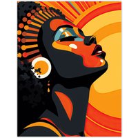 Artery8 Strong Artwork Of Black Woman Sun Worship Unframed Wall Art Print Poster Home Decor Premium | Size: W12" x H16"