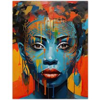 Artery8 Contemporary African Woman Palette Knife Painting Artwork Portrait Unframed Wall Art Print Poster Home Decor Premium | Size: W12" x H16"