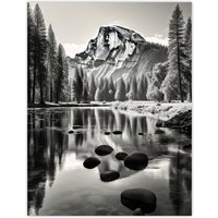 Artery8 Majestic Yosemite Valley Iconic Half Dome Black & White Photo Photography Unframed Wall Art Print Poster Home Decor Premium
