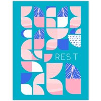 Wee Blue Coo Wall Art Print Chill Pattern Rest Quote Affirmation Calm Teal Spa Poster in Blue | Size: W12" x H16"