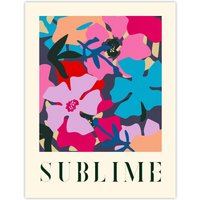 Wee Blue Coo Wall Art Print Floral Abstract Sublime Quote Graphic Pattern Bold Poster | Size: W12" x H16"