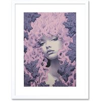 Artery8 Wall Art Print Tree Nymph Lavender Purple Pink Woodland Forest Spirit Conceptual Artwork Framed 9X7 Inch in White | Size: W7" x H9"