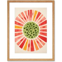 Artery8 Wall Art Print Abstract Watermelon Kitchen Artwork Bright Colourful Pastel Pigments Artwork Framed 9X7 Inch in Beige | Size: W7" x H9"