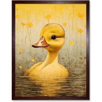 Wall Art Print Duckling Bedroom Nursery Calm Elegant Artwork Art Framed Brown W12" x H16"