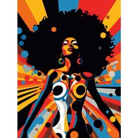 Artery8 Wall Art Print Afro Caribbean Woman Colour Explosion Modern Strong Matriarch Bright Bold Colourful Artwork Poster | Size: W12" x H16"