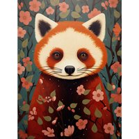 Artery8 Wall Art Print Red Panda Cute Tree Blossom Kids Bedroom Artwork Poster | Size: W18" x H24"