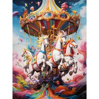 Wall Art Print Magical Carousel Clouds Bright Bold Vibrant Fantasy Bedroom Nursery Artwork Poster W18" x H24"